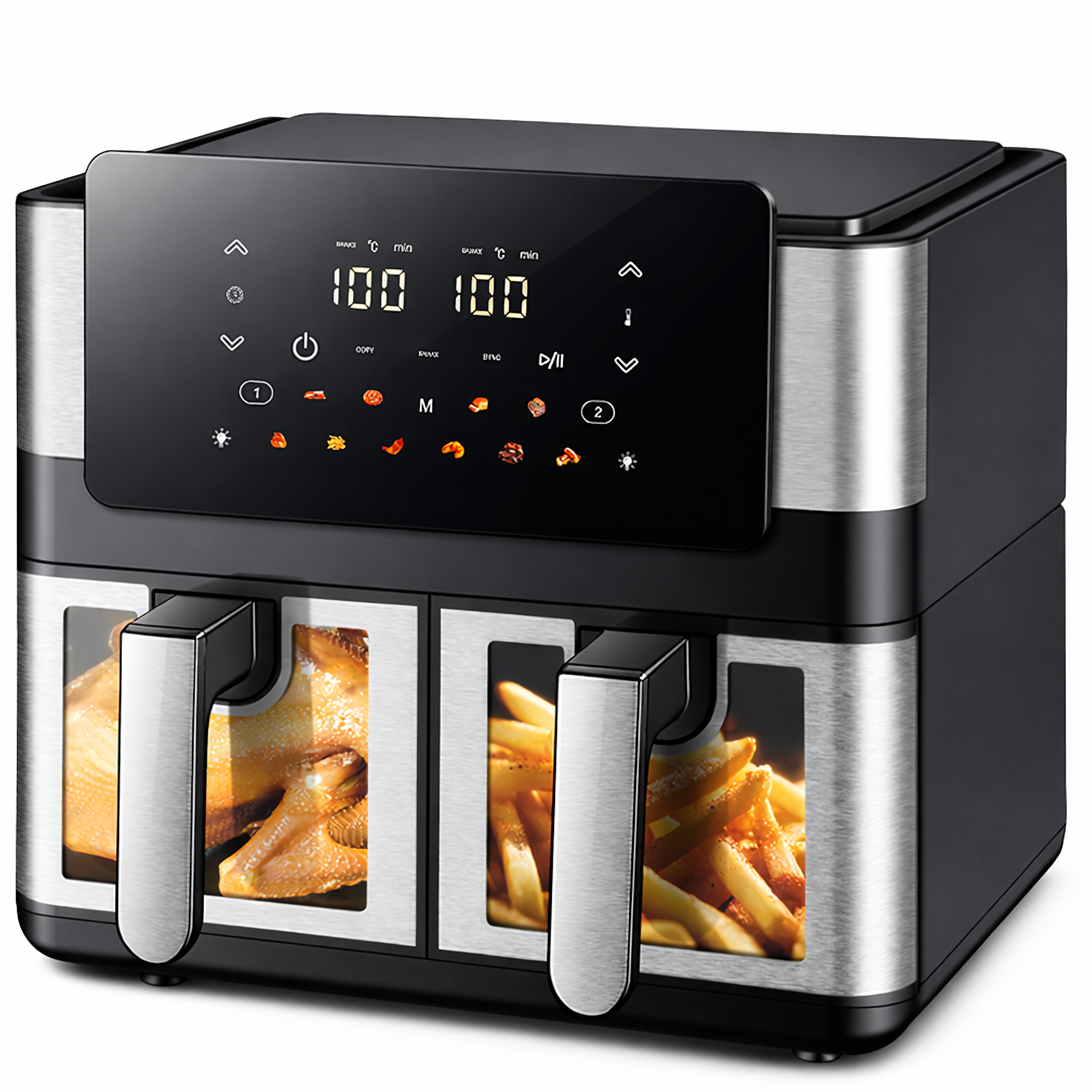 Lot de 30 de friteuze cu aer cald, 8 l (2 × 4 l), 2000 W, 12 programe Engros — Electronice & Gadgeturi en gros