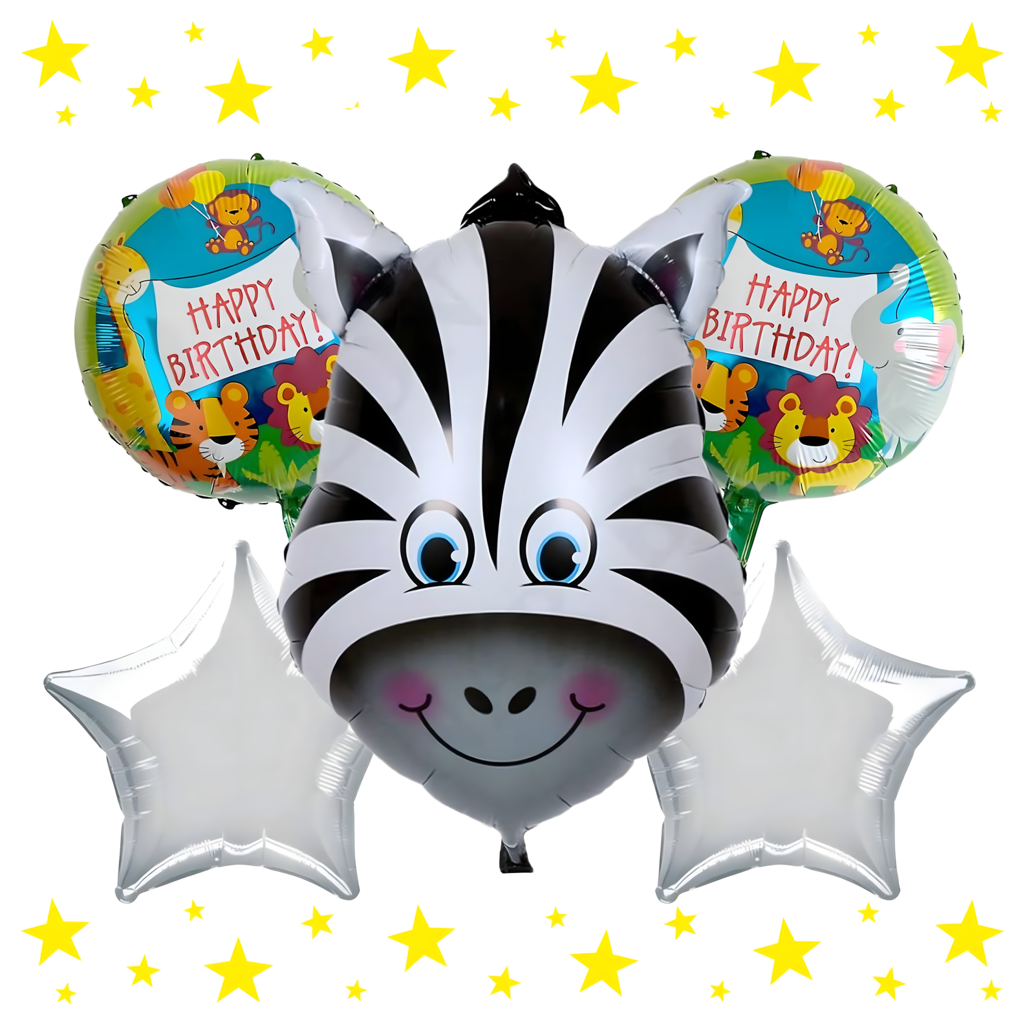Set de baloane aniversare din folie, girafă și animale, 5 buc. Engros — Articole Sezoniere & Festive en gros