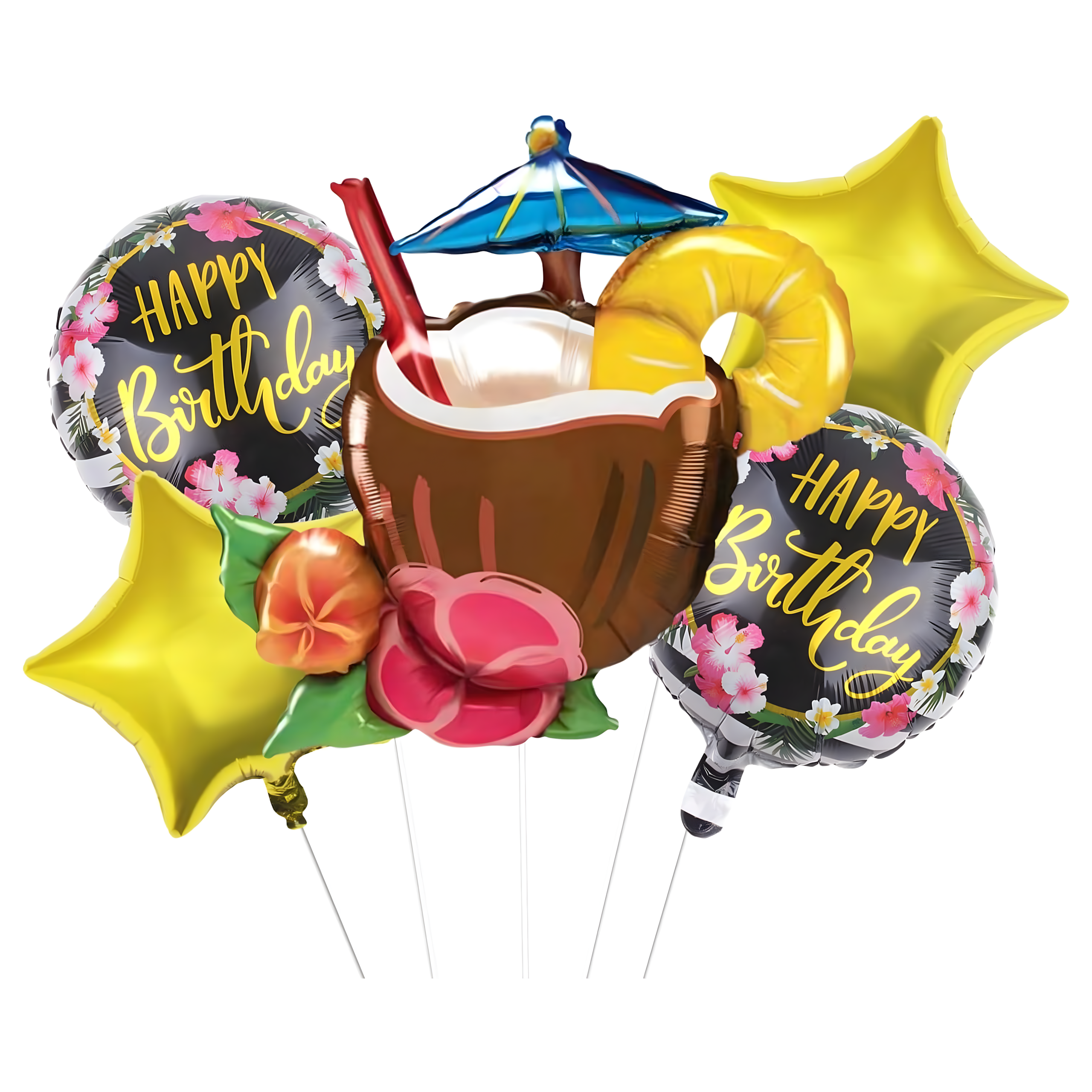Set baloane Aloha cu tematică hawaiiană pentru aniversări, 5 buc. Engros — Articole Sezoniere & Festive en gros