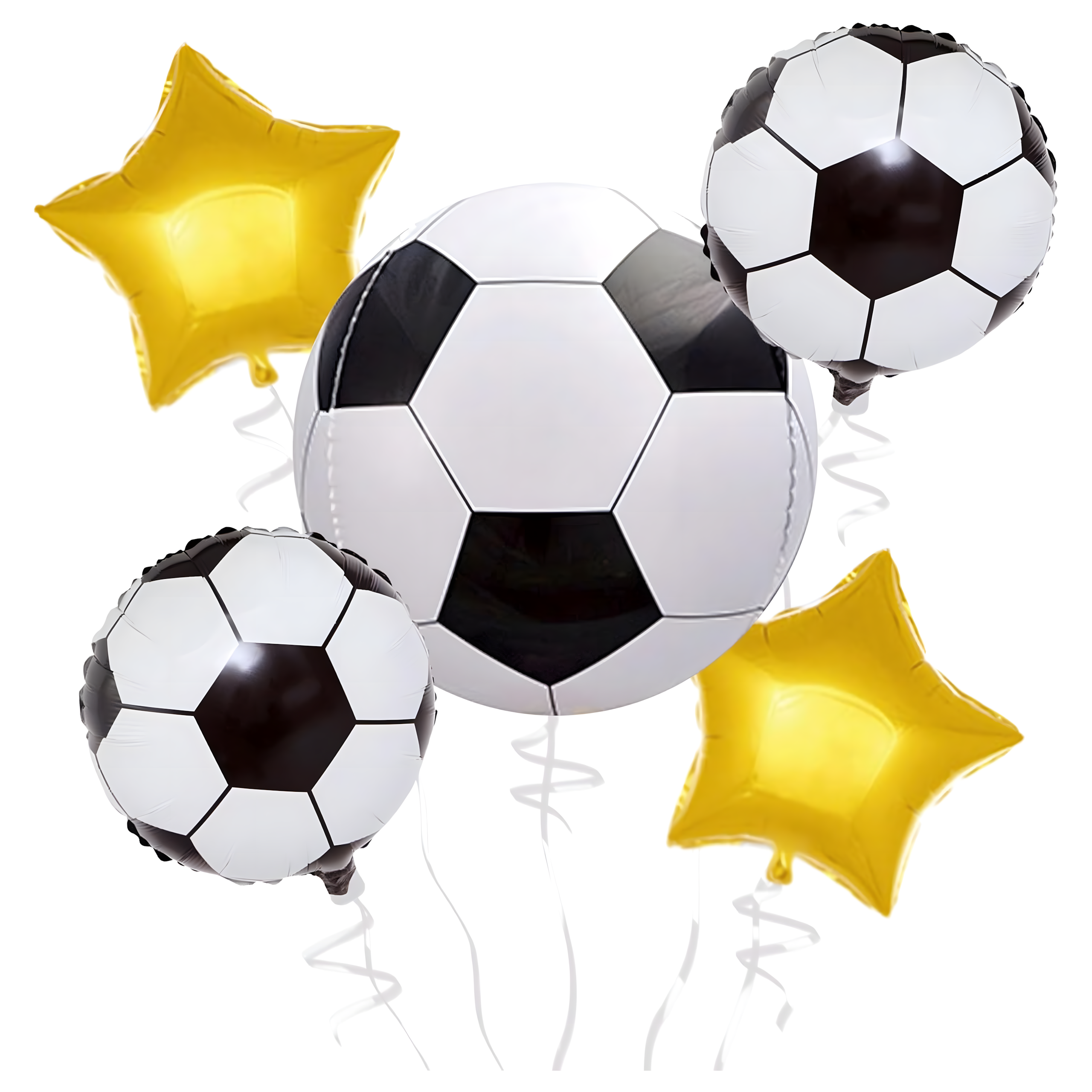 Set baloane aniversare cu tematică fotbal, mingi și stele aurii, 5 buc. Engros — Articole Sezoniere & Festive en gros