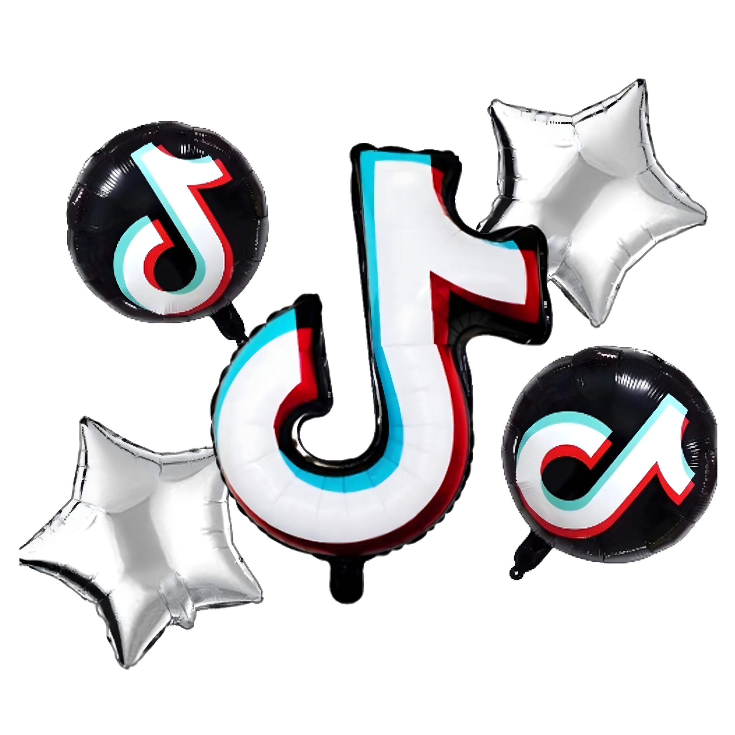 Set 5 baloane aniversare TikTok, notă muzicală de 81,2 cm și stele Engros