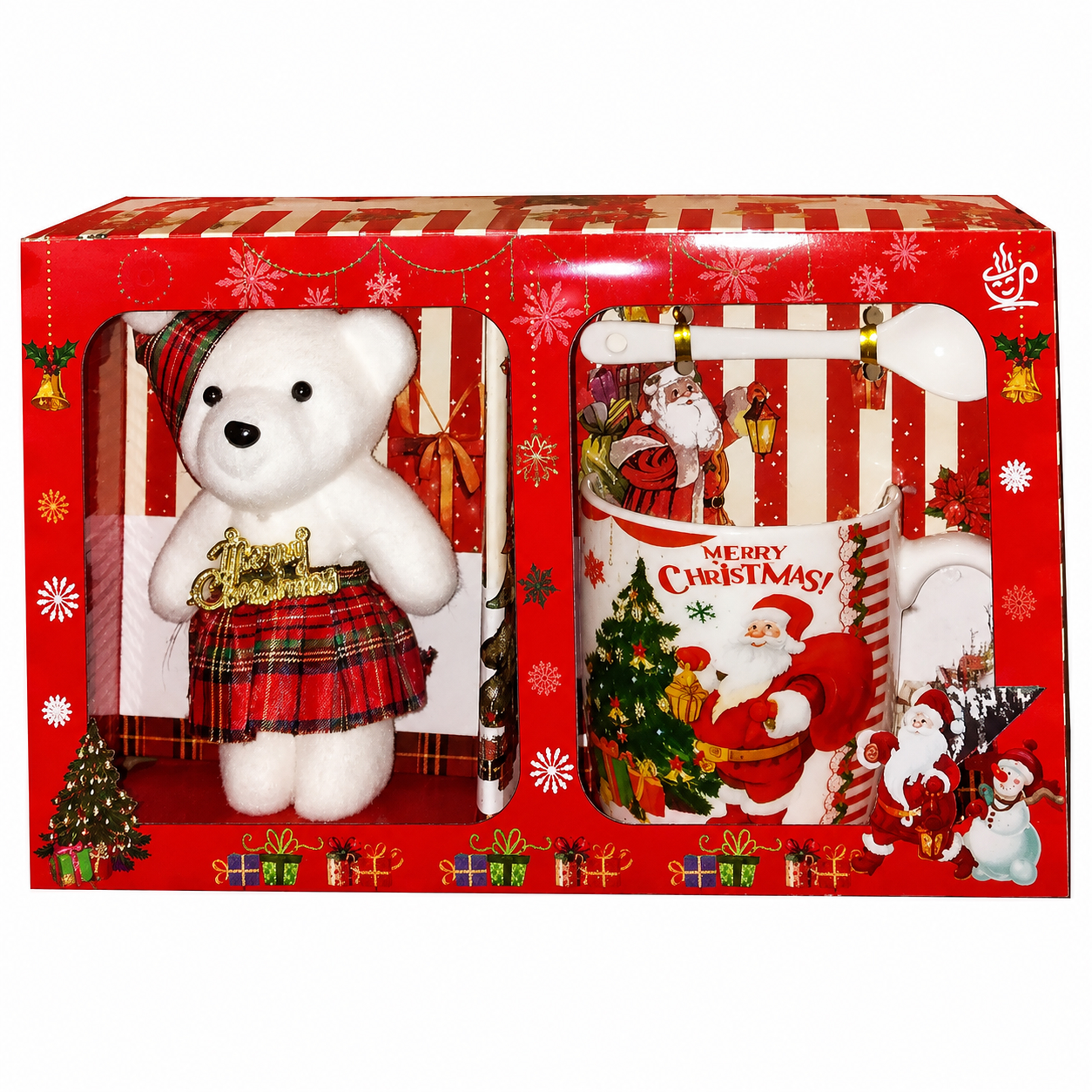 Set cadou de Crăciun: cană cu linguriță și ursuleț de pluș, 200 ml Engros — Articole Sezoniere & Festive en gros