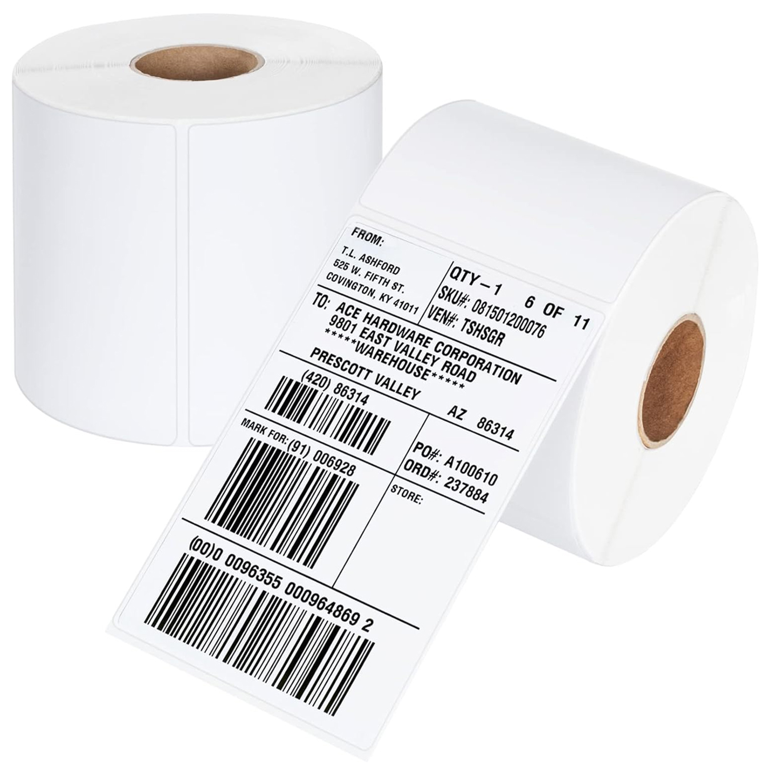 Palet 1008 role etichete termice autoadezive albe 100x150 mm cu perforații Engros — Ambalare & Expediere en gros
